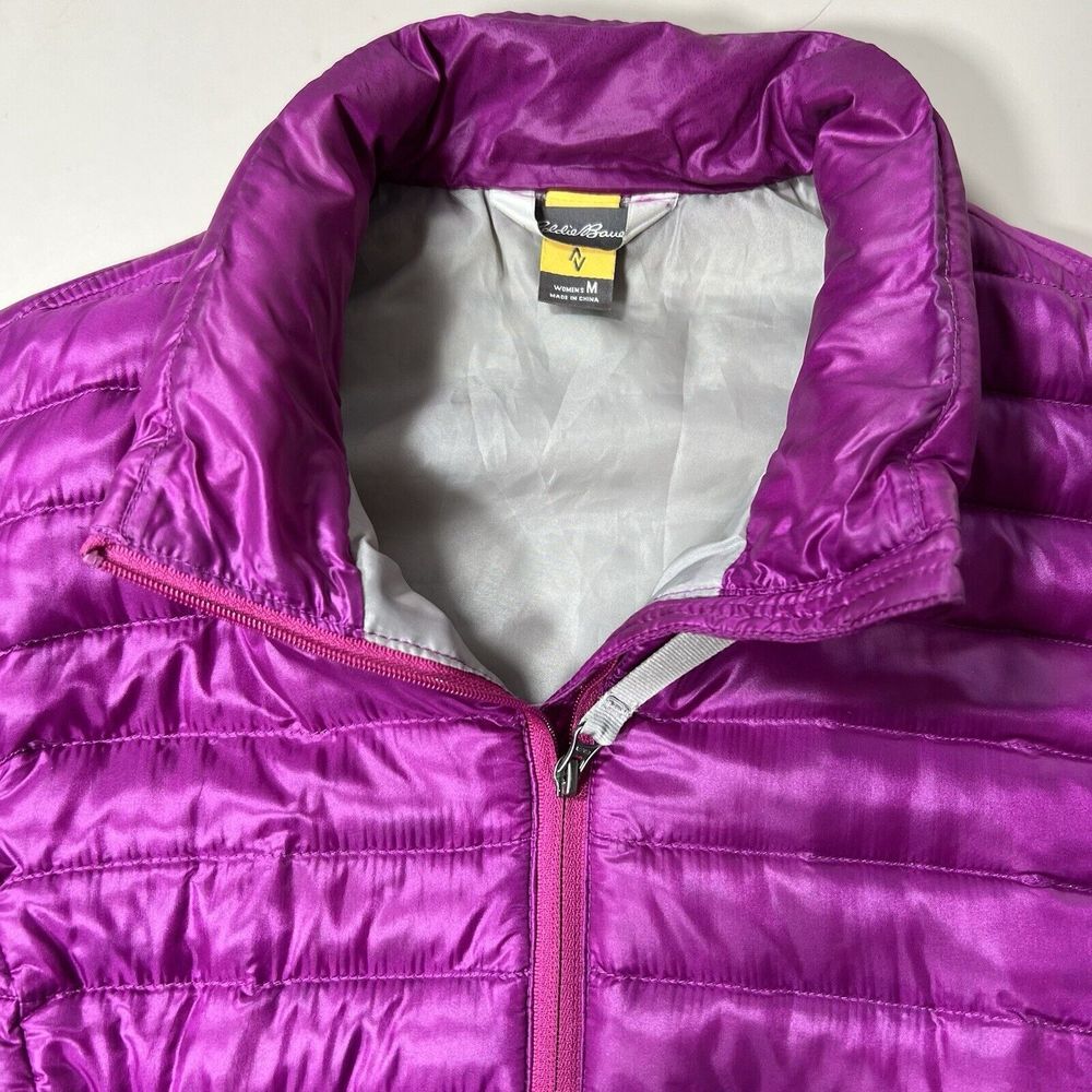 Eddie Bauer Travex EB700 Down Puffer Vest Womens‎ Medium Purple Quilted Full Zip
